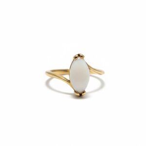 Vintage 18kt Gold Filled Marquise White Stone Bypass Ring – Size 6
